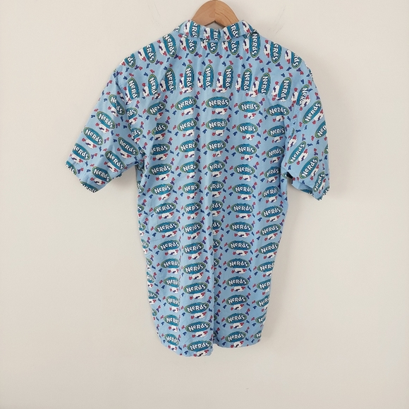 Vintage Nerds Candy Novelty Print Button Front Pajama Shirt, M - Picture 2 of 13
